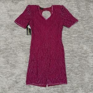 Mark & John By Sam Dress Womens Medium Pink Beaded Sequin Cocktail 80s